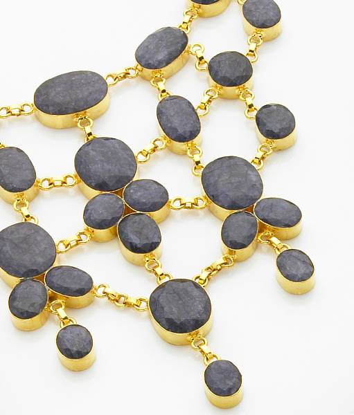 Appraisal: Sapphire Necklace Designed in the bib style comprising oval-cut faceted