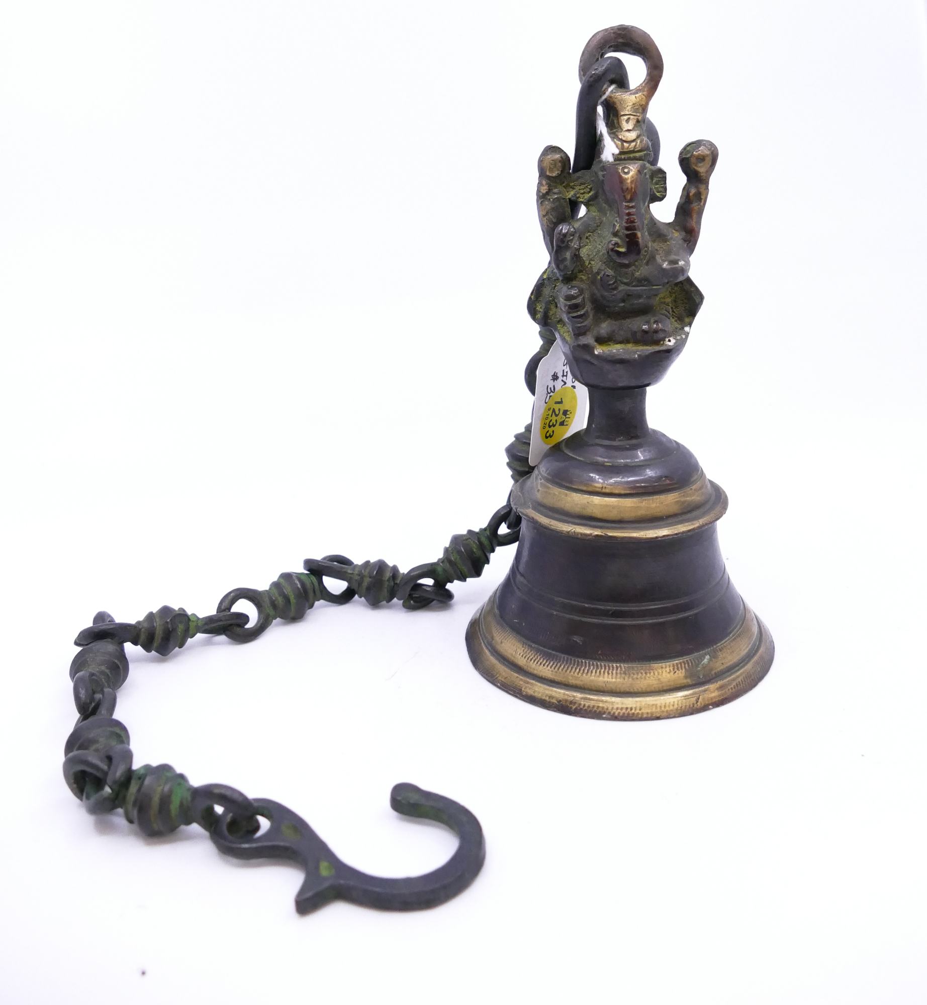 Appraisal: India Bronze Ganesh Bell on Chain- '' w chain