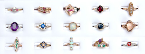 Appraisal: Sixteen gold and gemstone rings ca - many with diamonds