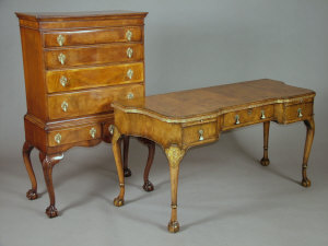 Appraisal: A quantity of early-mid th century walnut furniture comprising a