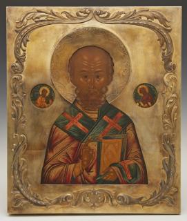 Appraisal: Russian Icon of Saint Nicholas th c with a gi