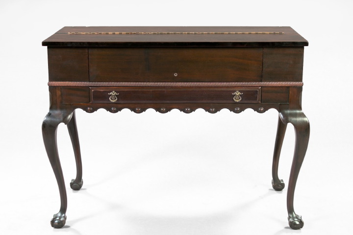 Appraisal: George III-Style Mahogany Spinet Desk early th century the interior