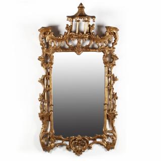 Appraisal: S Cavallo Inc Chippendale Style Looking Glass contemporary gilt and