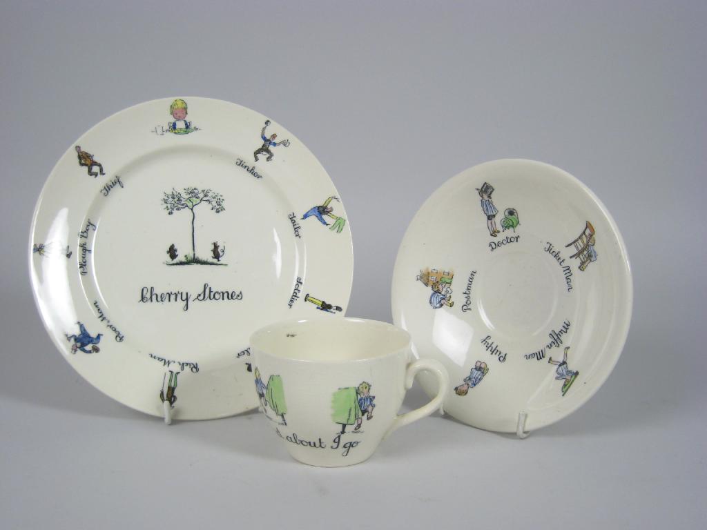 Appraisal: An Ashtead pottery Trio Side Plate Cup and Saucer numbered