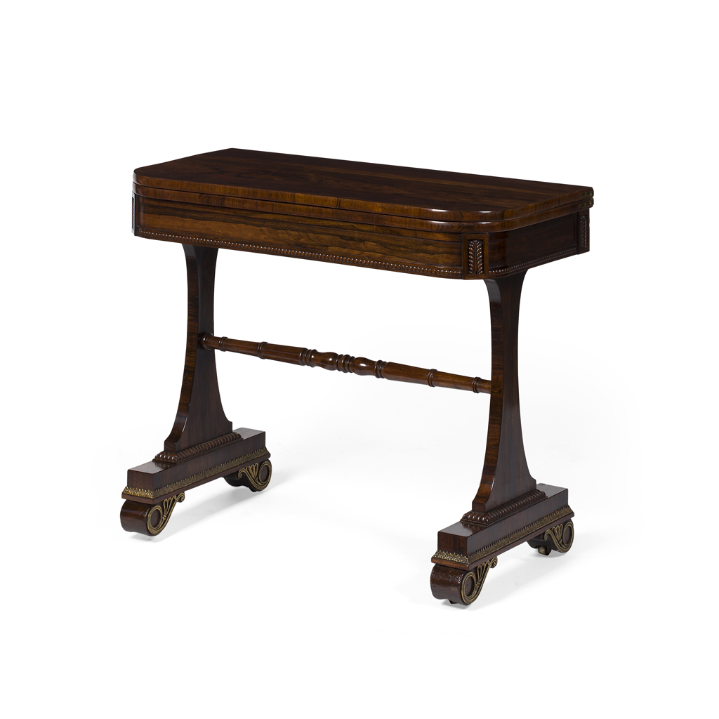 Appraisal: REGENCY ROSEWOOD FOLDOVER CARD TABLE EARLY TH CENTURY the foldover