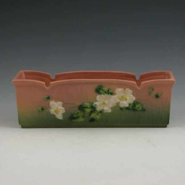 Appraisal: Roseville White Rose window box in pink and green Marked