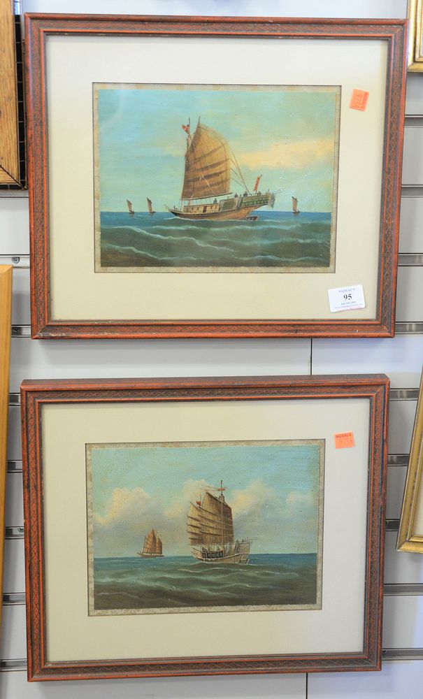 Appraisal: Pair of Chinese Trade Paintings oil on board of Chinese