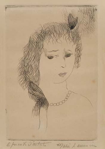 Appraisal: MARIE LAURENCIN Rose Etching x mm x inches full margins