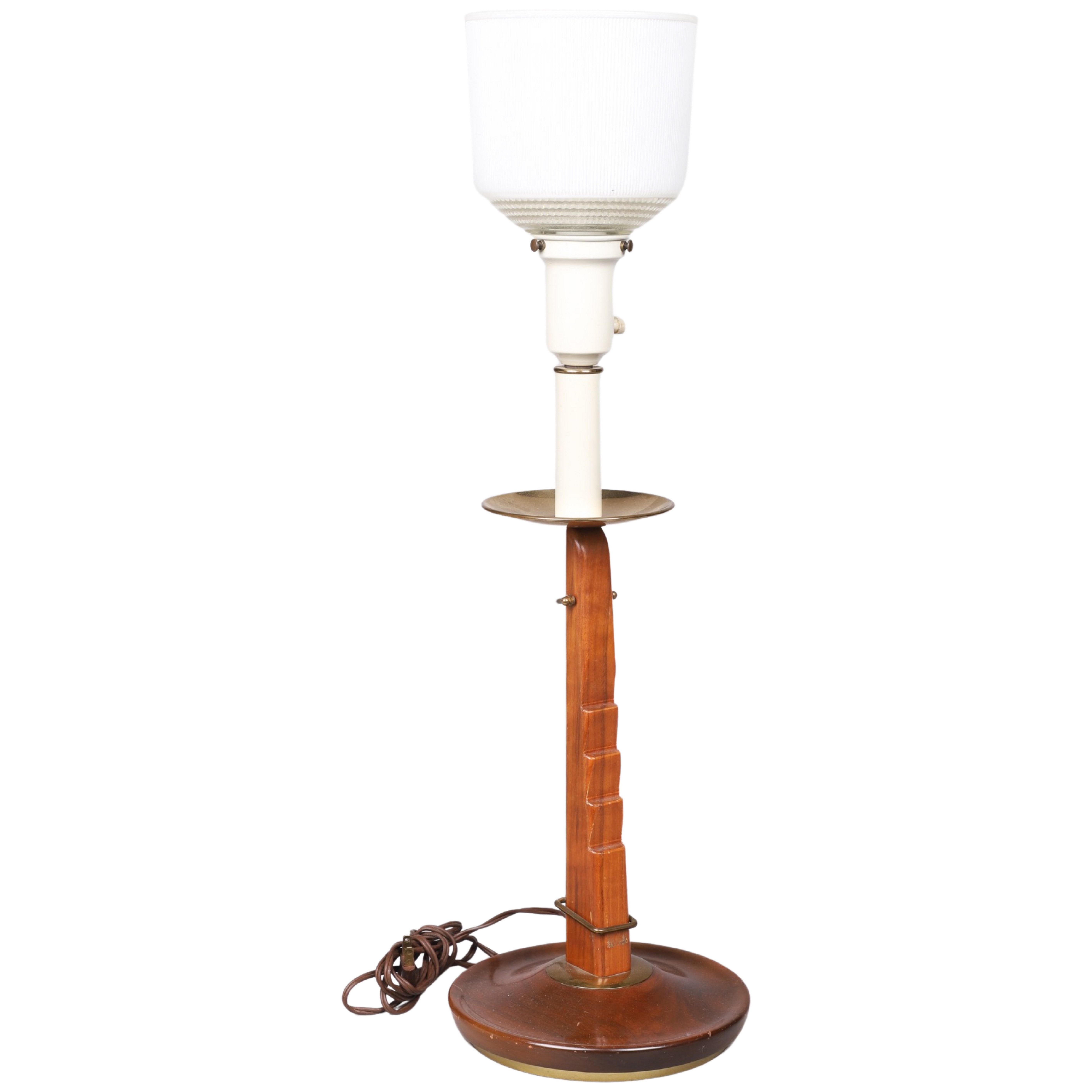 Appraisal: Paul McCobb style candleform table lamp adjustable brass frame on