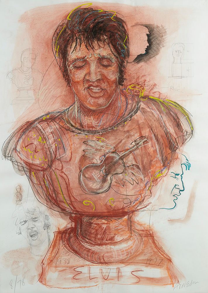 Appraisal: Robert Arneson Elvis Pastel Drawing Robert Arneson - Pastel on