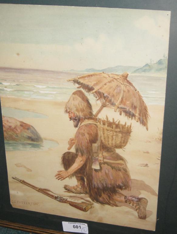 Appraisal: C C TITTERTON Robinson Crusoe signed watercolour x in and