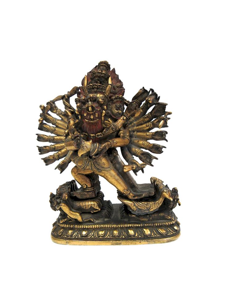 Appraisal: Gilt Bronze Figure of Yamantaka Cast in several pieces The