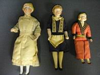 Appraisal: GERMAN DOLL HOUSE DOLLS nicely painted features with apron inches