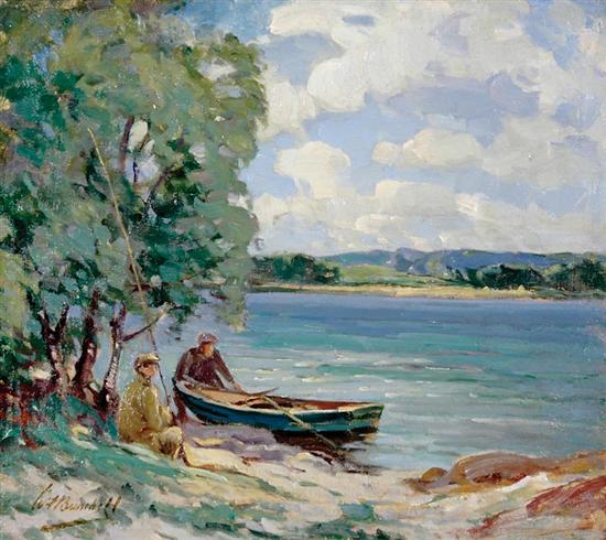 Appraisal: W F Bunchell British th century FISHERMAN ALONG THE SHORE