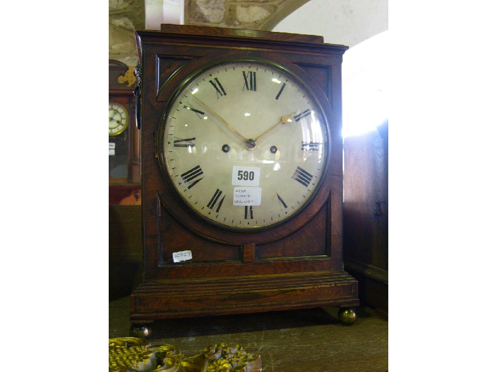 Appraisal: A Regency rosewood bracket clock with inlaid brass detail enclosing