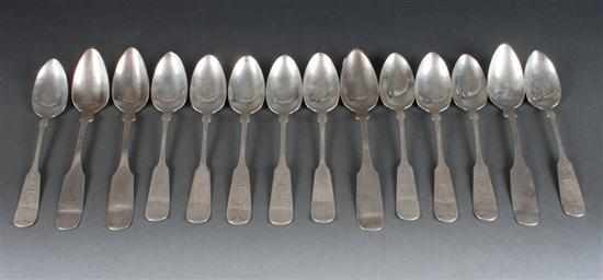 Appraisal: Ten American sterling silver tea spoons in the Fiddle pattern