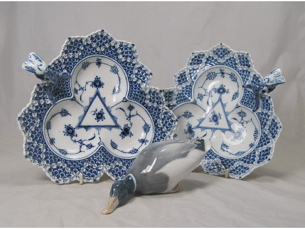 Appraisal: A pair of Royal Copenhagen blue fluted full lace pattern