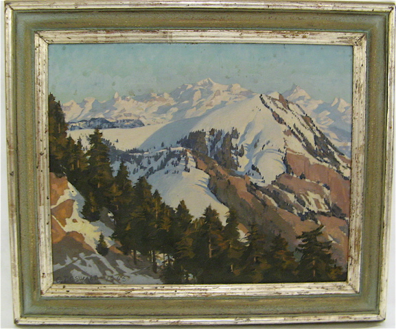 Appraisal: OSKAR DOSWALD OIL ON CANVAS Swiss - Swiss mountain landscape