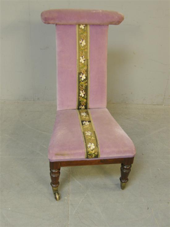 Appraisal: th century rosewood prie dieu chair