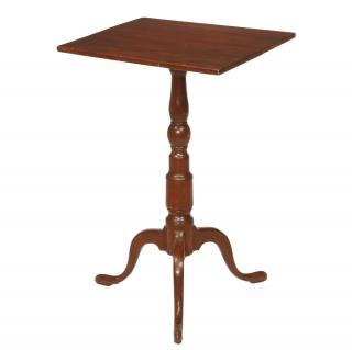 Appraisal: NEW ENGLAND SQUARE TOP CANDLESTAND Custom Fixed Top Walnut Chippendale