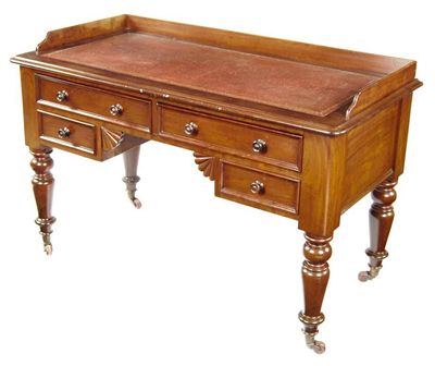 Appraisal: A Victorian mahogany writing desk the moulded edge top inset