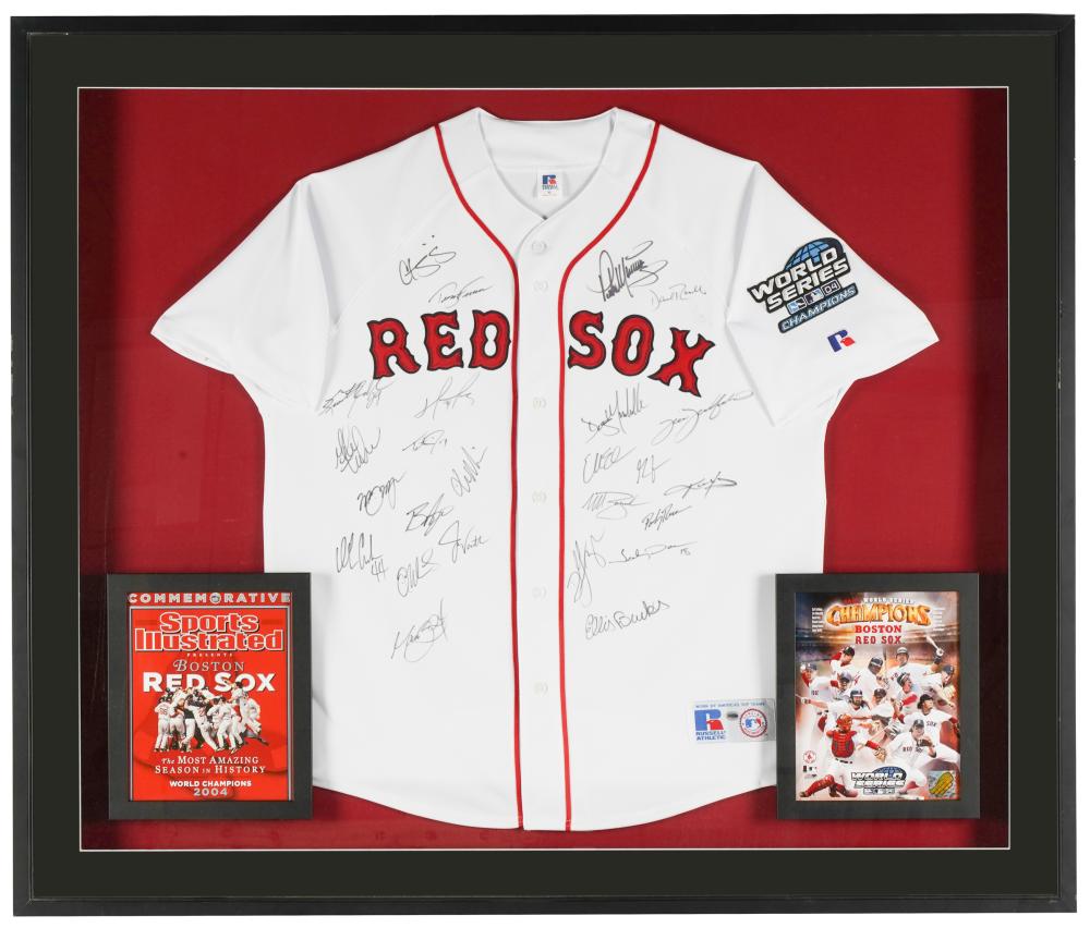 Appraisal: BOSTON RED SOX SIGNED BASEBALL JERSEYwith certificate from Universal Fundraising