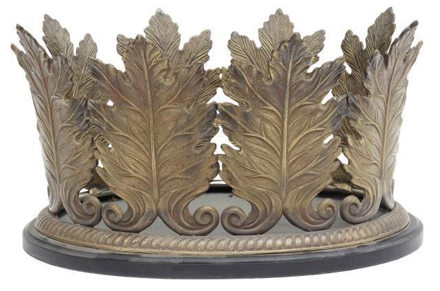 Appraisal: Decorative patinated metal centerpiece late th c having stylized leaves