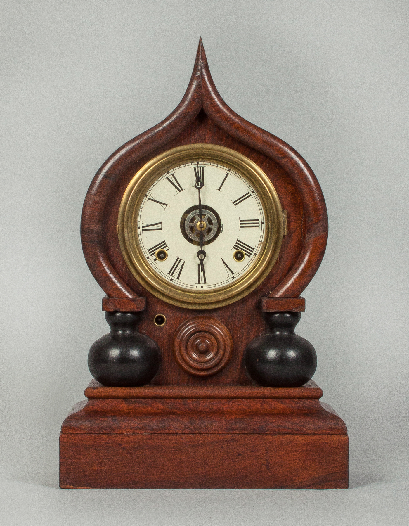 Appraisal: Oriental Shelf Clock Rosewood case some veneer loss bottom round