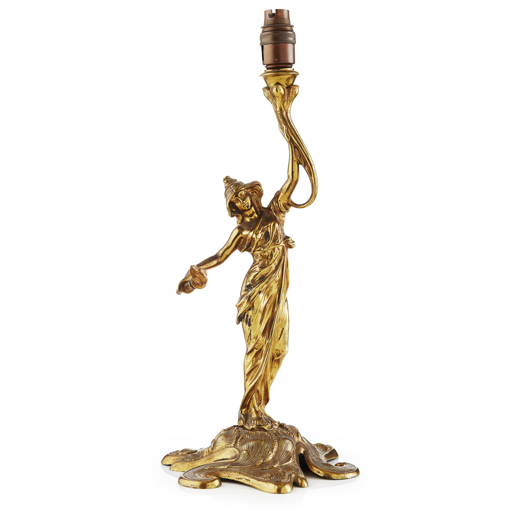 Appraisal: JAMES HINKS SON LTD ART NOUVEAU BRASS FIGURAL LAMP BASE