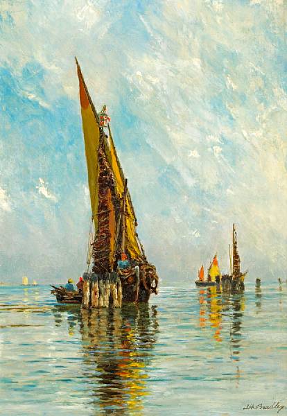 Appraisal: John Henry Bradley British th century Boats in the Venetian