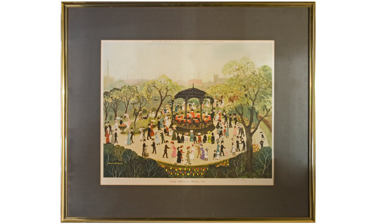 Appraisal: Helen Bradley Signed Print titled Sunday Afternoon in Alexandra Park