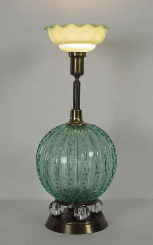 Appraisal: MURANO BAROVIA BOLICANTE GREEN GLASS LAMP Transparent green bubble glass