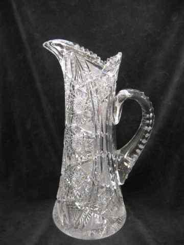 Appraisal: Hoare Cut Glass Pitcher heavily cut throughout signed '' tall