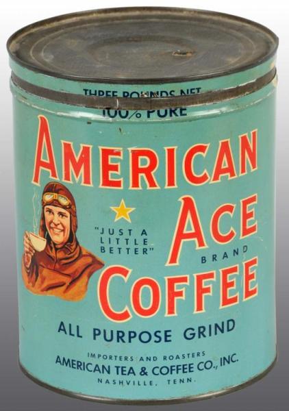 Appraisal: -Pound American Ace Coffee Tin Description Manufactured by the American