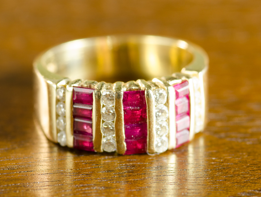 Appraisal: RUBY DIAMOND AND FOURTEEN KARAT GOLD RING with Reliant Gem