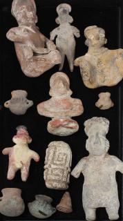 Appraisal: lot of Pre-Columbian clay artifacts consisting of seated and standing