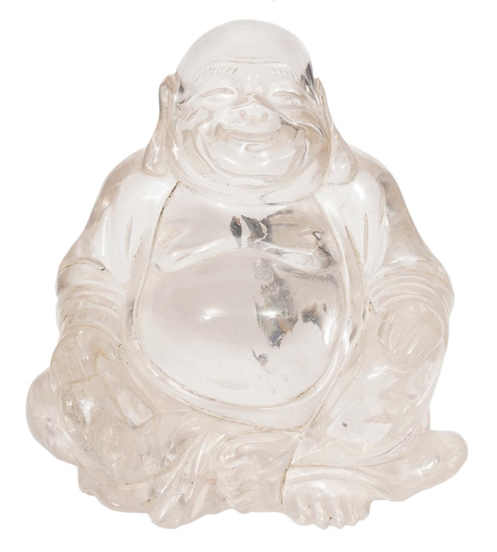 Appraisal: CHINESE HAND CARVED ROCK CRYSTAL BUDDHAChinese hand carved rock crystal