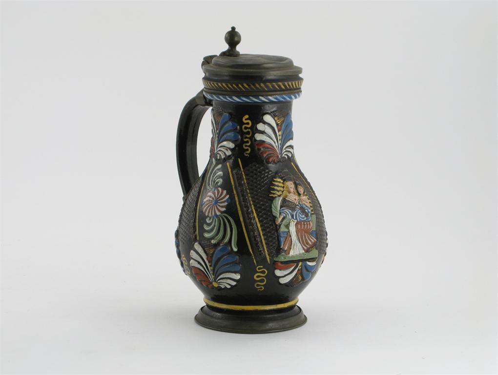 Appraisal: An Annaberg pewter-mounted stoneware jug