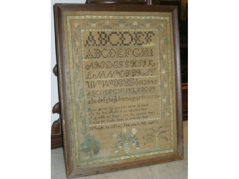 Appraisal: AMERICAN EARLY TH CENTURY FRAMED SAMPLER Executed in cross stitches