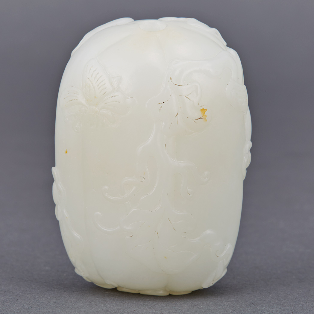 Appraisal: Chinese White Jade Snuff Bottle Qing Dynasty Carved as a