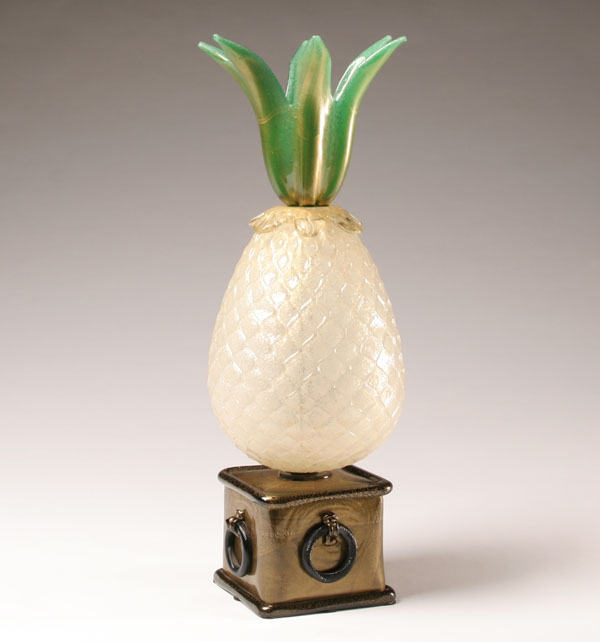 Appraisal: Murano art glass pineapple form table lamp c Composed of