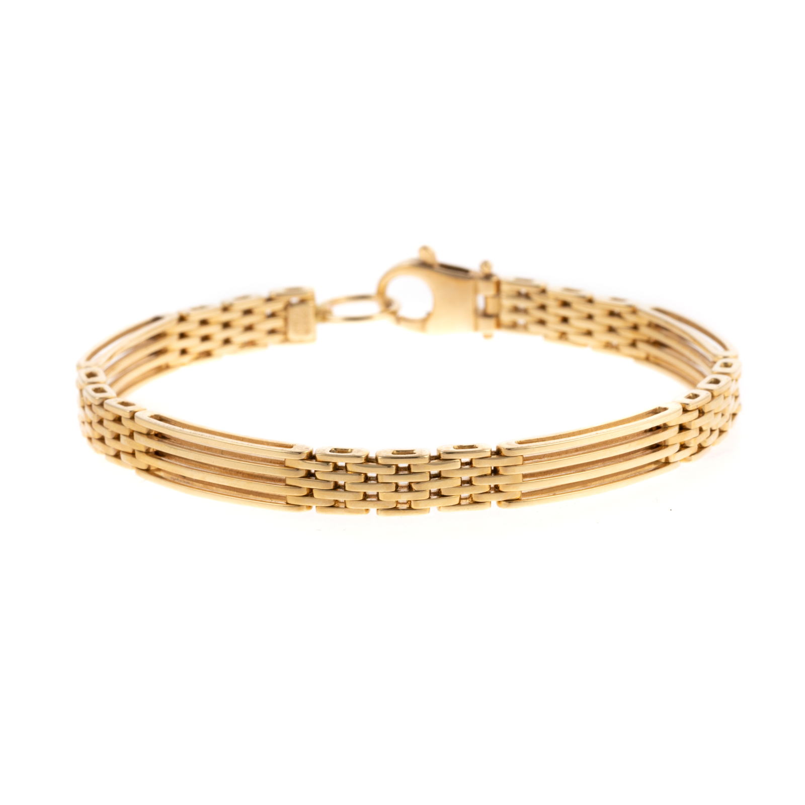 Appraisal: A K YELLOW GOLD ITALIAN GATE LINK BRACELET K yellow