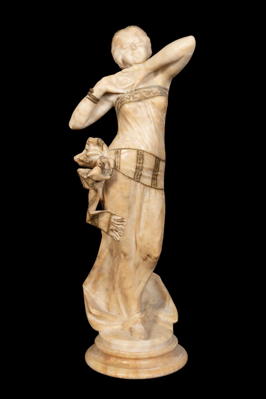 Appraisal: ITALIAN ORIENTALIST DANCER ALABASTER SCULPTURE Italian School carved alabaster sculpture