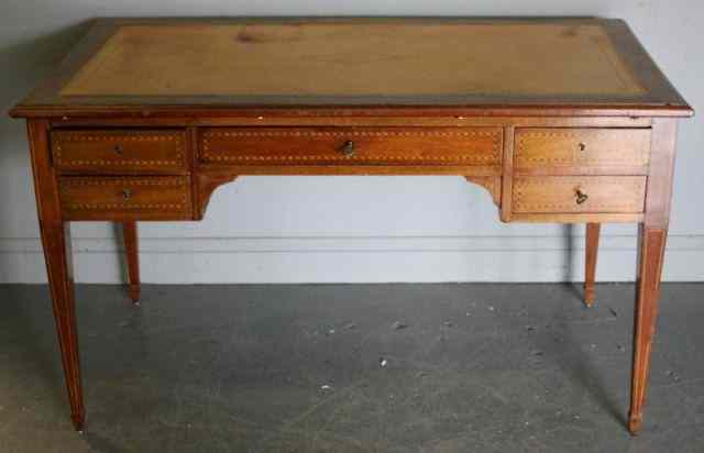 Appraisal: Leathertop and Inlaid Desk From a Mamaroneck NY estate Dimensions