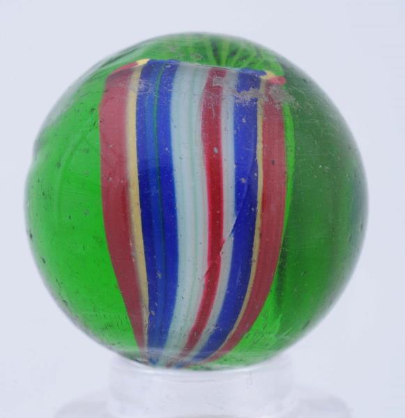 Appraisal: Rare End of Day Cane Green Glass Swirl Marble Faceted