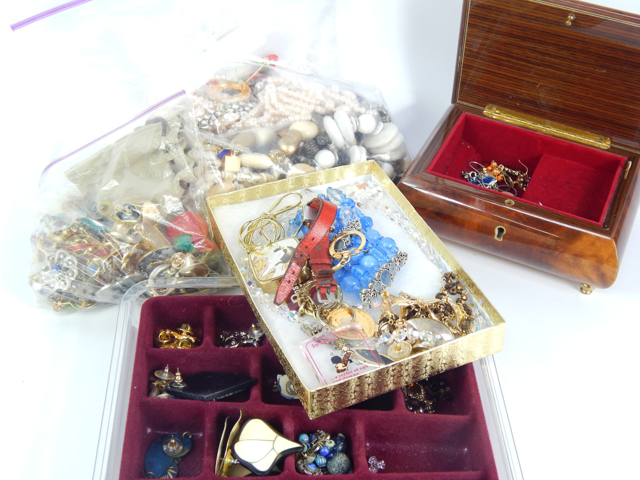 Appraisal: Silver and costume jewellery including earrings beads bracelets and brooches