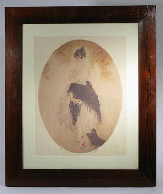 Appraisal: A Louis Icart aquatint oval image framed signed in pencil