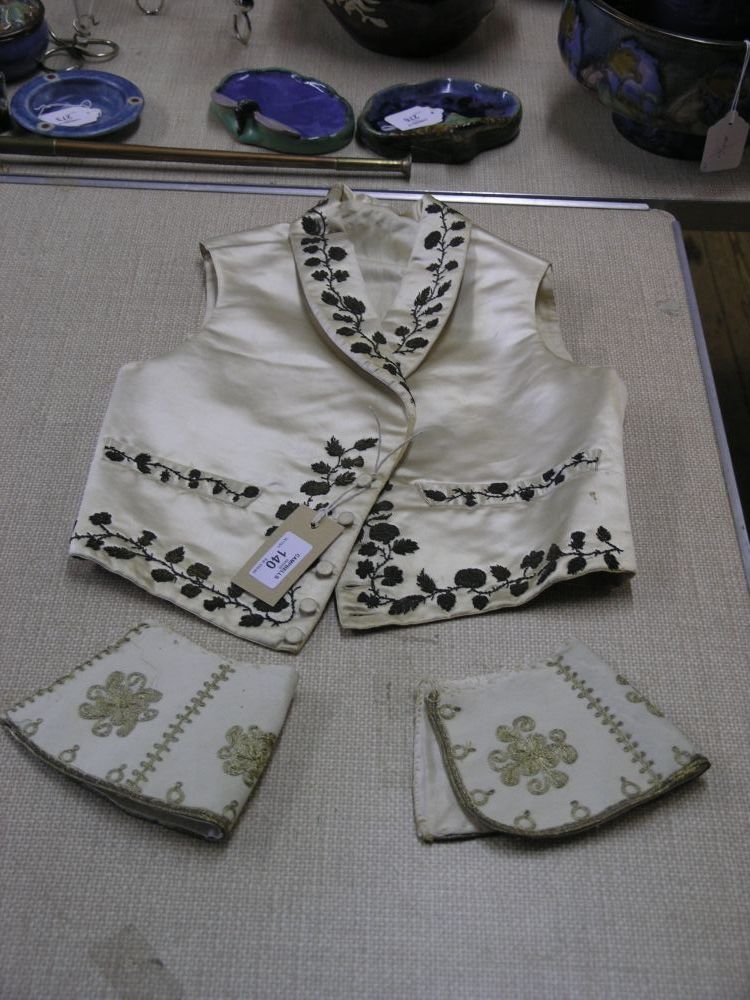 Appraisal: A th century satin and gold thread waistcoat gold thread