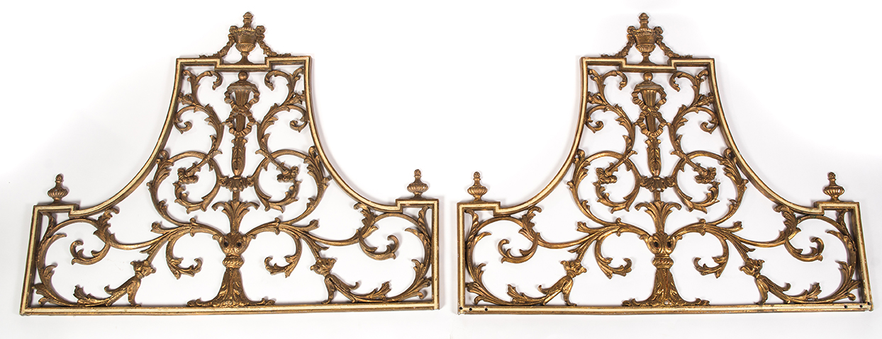 Appraisal: PAIR OF ALUMINUM OPENWORK GRILLS Twentieth century Cast in the