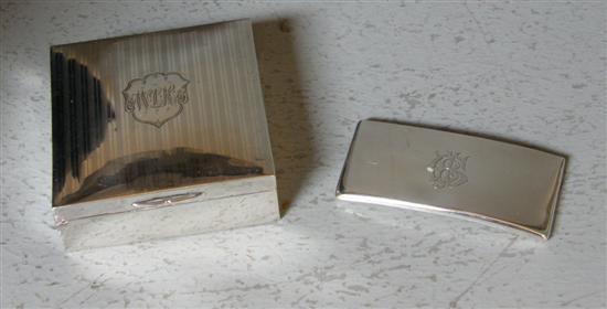 Appraisal: Silver cigarette box and silver cardholder